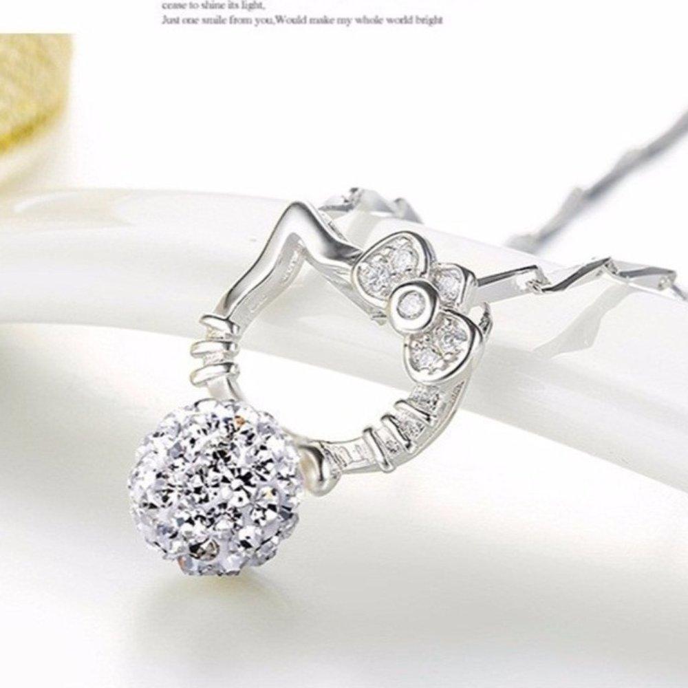 Hello Kitty .925 Silver Necklace with Crystal
